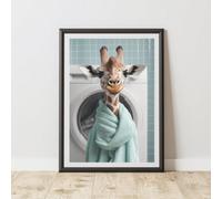 60 Second Makeover Limited Giraffe In Washing Machine Print Wall Art A3 Size