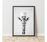 60 Second Makeover Limited Giraffe Toilet Roll On Head Quirky Animal Print Bathroom Accessories Wall Art Posters Pictures For Bathroom Walls Home Accessories Home Decoration No Frame - A4