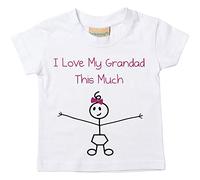 60 Second Makeover Limited Girls I Love My Grandad This Much Tshirt Baby Toddler Kids Gift from Granddaughter Grand Daughter Tshirt Fathers Day Grandad Birthday 12-18 Months White