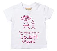 60 Second Makeover Limited Girls I'm Going to Be A Cousin Again White Tshirt Niece Gifts Cousin Gifts New Baby Announcement Neice Niece Presents New Baby Tshirt - 12-13 Yrs