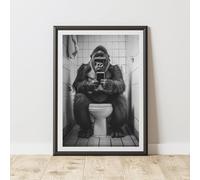 60 Second Makeover Limited Gorilla On The Toilet Phone Quirky Animal Print Bathroom Accessories Wall Art Posters Pictures For Bathroom Walls Home Accessories Home Decoration No Frame - A4