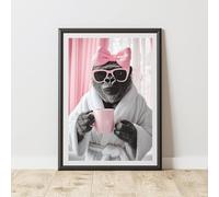 60 Second Makeover Limited Gorilla Pink Bow Quirky Animal Print Bathroom Accessories Wall Art Posters Pictures For Bathroom Walls Home Accessories Home Decoration No Frame - A3