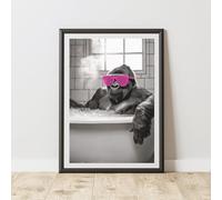60 Second Makeover Limited Gorilla Pink Glasses Quirky Animal Print Bathroom Accessories Wall Art Posters Pictures For Bathroom Walls Home Accessories Home Decoration No Frame - A4