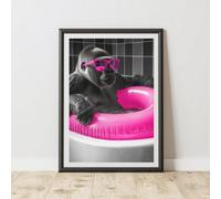 60 Second Makeover Limited Gorilla Pink Rubber Ring Quirky Animal Print A3 Size