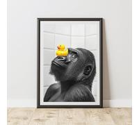 60 Second Makeover Limited Gorilla Rubber Duck Nose Quirky Animal Print Bathroom Accessories Wall Art Posters Pictures For Bathroom Walls Home Accessories Home Decoration No Frame - A3