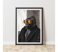 60 Second Makeover Limited Gorilla Sunglasses Quirky Animal Print Bathroom Accessories Wall Art Posters Pictures For Bathroom Walls Home Accessories Home Decoration No Frame - A4