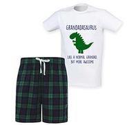 60 Second Makeover Limited Grandad Dinosaur Tartan Short Mens Pyjamas Set Family Matching Grandad Birthday Gift Fathers Day Present Mens Nightwear Family Size - Medium Green