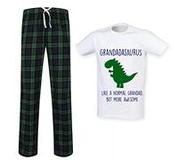 60 Second Makeover Limited Grandad Dinosaur Tartan Trouser Mens Pyjamas Set Family Matching Grandad Birthday Gift Fathers Day Present Mens Nightwear Family Size - Large Green