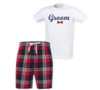 60 Second Makeover Limited Groom Mens Pyjamas Set Tartan Short Wedding Gifts For Couple Pjs Mr And Mrs Gifts For Couples Mens Nightwear Pajamas For Men Red - Medium