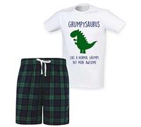 60 Second Makeover Limited Grumpysaurus Dinosaur Tartan Gift For Old Men Grumpy Old Men Gifts Mr Grumpy Mens Pyjamas Set Short Pjs Pajamas Pijamas Pjamas Size - M Green