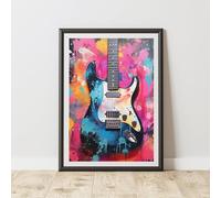 60 Second Makeover Limited Guitar Pop Art Prints For Walls Urban Street Art Aesthetic Posters Colourful Wall Pictures Teen bedroom Decor Teenagers Bedroom Accessories Picture - A4