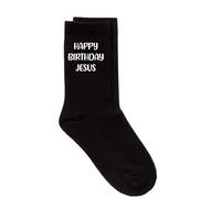 60 Second Makeover Limited Happy Birthday Jesus Christmas Black Calf Socks One Size