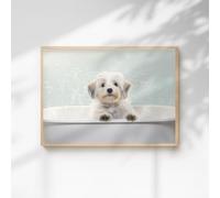 60 Second Makeover Limited Havanese In The Bath Quirky Animal Print Bathroom Accessories Wall Art Posters Pictures For Bathroom Walls Home Accessories Home Decoration No Frame - A4