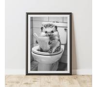 60 Second Makeover Limited Hedgehog On The Toilet Quirky Animal Print Bathroom Accessories Wall Art Posters Pictures For Bathroom Walls Home Accessories Home Decoration Funny Humorous No Frame - A5