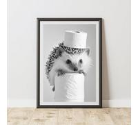 60 Second Makeover Limited Hedgehog Toilet Roll Quirky Animal Print Bathroom Accessories Wall Art Posters Pictures For Bathroom Walls Home Accessories Home Decoration Funny Humorous No Frame - A3