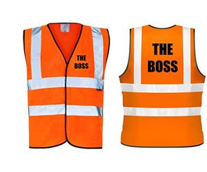 60 Second Makeover Limited Hi Viz Orange Vis Vests The Boss Safety High Visibility Workwear Novelty Building Site