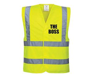 60 Second Makeover Limited Hi Viz Yellow Vis Vests The Boss Safety High Visibility Building Site Novelty Workwear