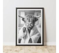60 Second Makeover Limited Highland Cow Brushing Teeth Quirky Animal Print A4 Size