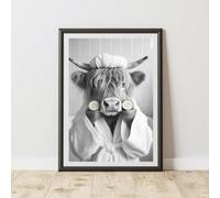 60 Second Makeover Limited Highland Cow Cucumber Eyes Quirky Animal Print A4 Size