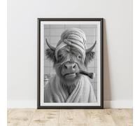 60 Second Makeover Limited Highland Cow Makeup Brush Quirky Animal Print Bathroom Accessories Wall Art Posters Pictures For Bathroom Walls Home Accessories Home Decoration No Frame - A4