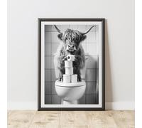 60 Second Makeover Limited Highland Cow Toilet Rolls Quirky Animal Print Bathroom Accessories Wall Art Posters Pictures For Bathroom Walls Home Accessories Home Decoration No Frame - A4