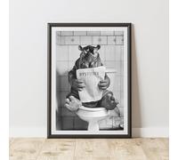 60 Second Makeover Limited Hippo On The Toilet Quirky Animal Print Bathroom Accessories Wall Art Posters Pictures For Bathroom Walls Home Accessories Home Decoration Funny Humorous No Frame - A3