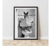60 Second Makeover Limited Horse On The Toilet Quirky Animal Print Bathroom Accessories Wall Art Posters Pictures For Bathroom Walls Home Accessories Home Decoration Funny Humorous No Frame - A3