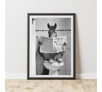 60 Second Makeover Limited Horse On The Toilet Quirky Animal Print Bathroom Accessories Wall Art Posters Pictures For Bathroom Walls Home Accessories Home Decoration Funny Humorous No Frame - A3