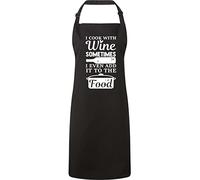 60 Second Makeover Limited I Cook With Wine Sometimes I Even Put It In The Food Black Apron Novelty