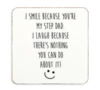 60 Second Makeover Limited I Smile Because You're My Step Dad Coasters I Laugh Because There Is Nothing You Can Do About It Funny Step Dad Gifts Cork Back Cup Coasters Stepdad Presents Fathers Day