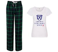 60 Second Makeover Limited I Work Hard So My Staffy Can Have A Better Life Pyjamas Ladies Tartan Trouser Bottoms Pyjama Dog Pyjamas Staffordshire Bull Terrier Green
