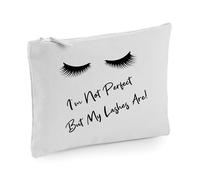 60 Second Makeover Limited I'm Not Perfect Buy My Lashes are Makeup Bag Funny False Eyelashes Make Up Bag Travel Gifts for Women Washbag Toiletry Toiletries - Grey