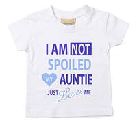 60 Second Makeover Limited I'm Not Spoiled My Auntie Just Loves Me Boys Tshirt Baby Toddler Kids Best Auntie Gifts Nephew Gifts from Aunty Funny Tshirt Birthday 7-8 Yrs White