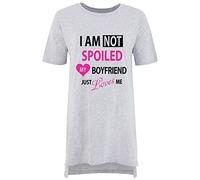 60 Second Makeover Limited I'm Not Spoiled My Boyfriend Just Loves Me Nightie Slogan Girlfriend Sleepwear Nightwear Size - S Grey