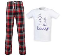 60 Second Makeover Limited I'm The Daddy Mens Pyjamas Set Gifts For Men Daddy Birthday Present Pyjama Set Pjs Pajamas Red Tartan Trouser (Small)