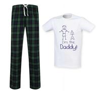 60 Second Makeover Limited I'm The Daddy Mens Pyjamas Set Gifts For Men Daddy Birthday Present Pyjama Set Pjs Pajamas Green Tartan Trouser (Medium)