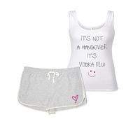 60 Second Makeover Limited It's Not A Hangover It's Vodka Flu Ladies Cotton Pyjamas For Women PJs For Women Sets Alcohol Gifts Pajamas Loungewear Lounge Wear Grey and White - Small