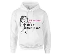 60 Second Makeover Limited Ladies I'd Rather Be In My Campervan Hoodie Hoody Jumper Top Available in Black, White and Pink Present Valentines Birth Size - M