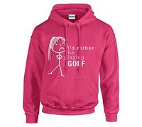 60 Second Makeover Limited Ladies I'd Rather Be Playing Golf Hoodie Hot Pink Hoody Jumper Top Present Valentines Birthday Christmas Friend Mum Frie Size - L