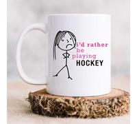 60 Second Makeover Limited Ladies I'd Rather Be Playing Hockey Mug 11oz Ceramic Coffee Cup Field Hockey Gifts for Women Microwave Safe Dishwasher Safe Drinking Cups