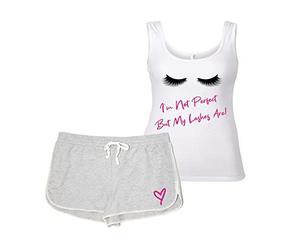 60 Second Makeover Limited Lashes I'm Not Perfect But My Lashes Are Pyjama Set Friends PJ's False Lashes Extensions Lounge Wear Grey and White