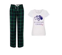 60 Second Makeover Limited Life Is Better With A Dachshund Ladies Tartan Trouser Womens Pyjamas Set Pajamas Dog Mum Gift Dachshund Gifts Ladies PJs Pyjamas For Women Green X Small