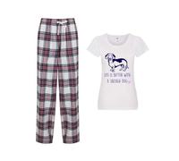 60 Second Makeover Limited Life Is Better With A Sausage Dog Ladies Tartan Trouser Womens Pyjamas Set Pajamas Dog Mum Gift Dachshund Gifts Ladies PJs Pyjamas For Women Pink X Small