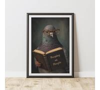 60 Second Makeover Limited Limited Funny Pigeon Reading A Book Prints For Walls Pooping On People Bird Lover Home Decoration Wall Art Posters House Decor Pigeon Fancier - A6