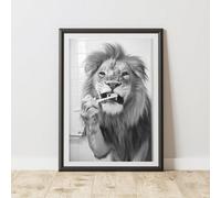 60 Second Makeover Limited Lion Brushing Teeth Animal Print A3 Size