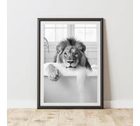 60 Second Makeover Limited Lion In The Bath Quirky Animal Print Bathroom Accessories Wall Art Posters Pictures For Bathroom Walls Home Accessories Home Decoration Funny Humorous No Frame - A3