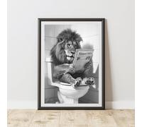 60 Second Makeover Limited Lion On The Toilet Quirky Animal Print Bathroom Accessories Wall Art Posters Pictures For Bathroom Walls Home Accessories Home Decoration Funny Humorous No Frame - A6