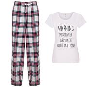60 Second Makeover Limited Menopause Approach With Caution Pyjamas For Women Gifts For Her Ladies PJs Tartan Trouser Bottoms Menopause Gifts Pajamas Womens Pyjamas Pink - Medium