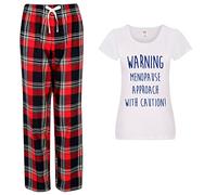 60 Second Makeover Limited Menopause Approach With Caution Pyjamas For Women Gifts For Her Ladies PJs Tartan Trouser Bottoms Menopause Gifts Pajamas Womens Pyjamas Red - Medium