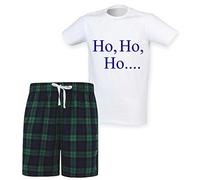 60 Second Makeover Limited Mens Ho Ho Christmas Pajamas Tartan Short Matching Christmas PJs For Family Pyjama Set Family Matching Twinning Christmas+Pajamas Xmas PJs Green - X Large
